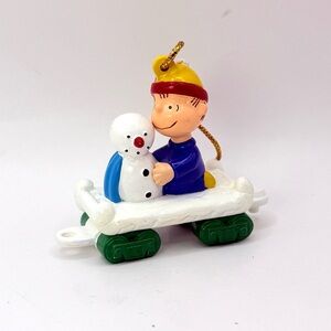 Vintage Peanuts Train Christmas Ornament Linus Snowman Whitman's Charlie Brown